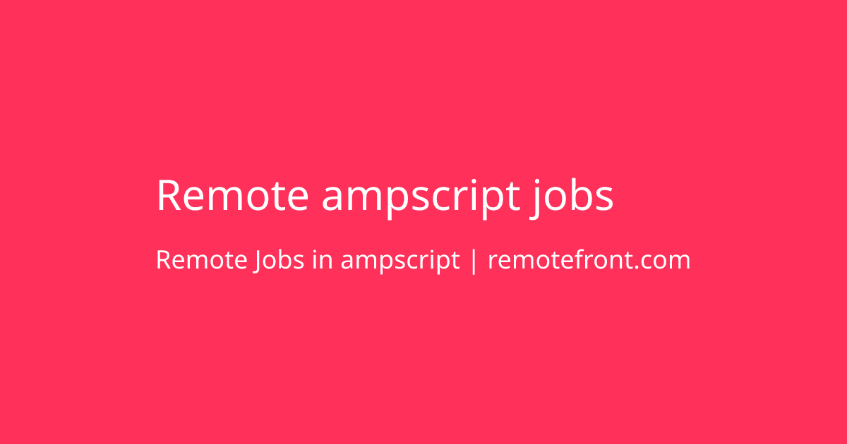 Apply for Remote ampscript jobs